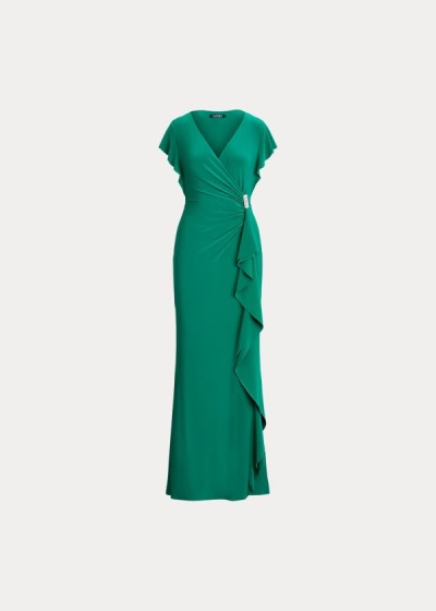 Vestidos Ralph Lauren Mujer Verdes - Flutter-Sleeve Surplice - LSENG5908